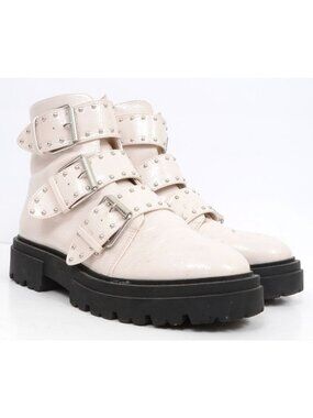 Steven New York Alaine Women's 8 Studded Buckles Lug Sole Boot Goth Punk Grunge